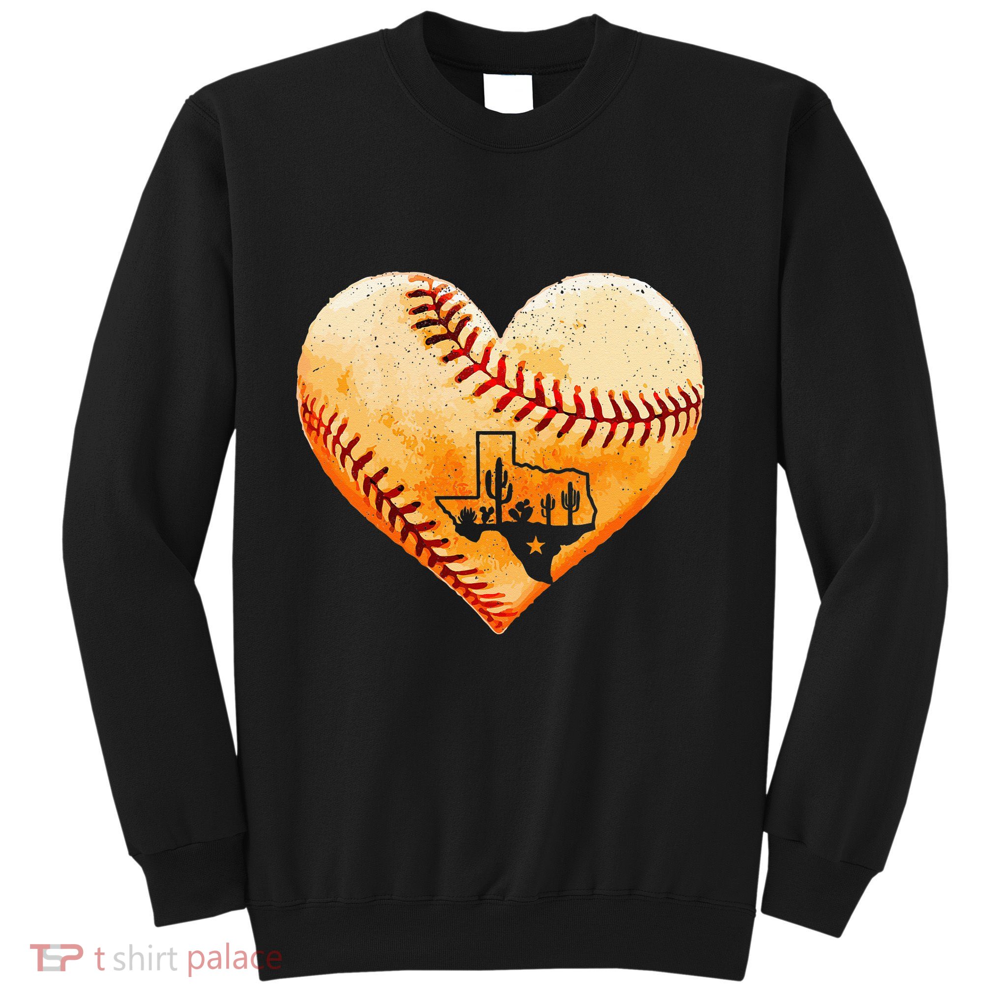 Retro Vintage Houston Texas Baseball Heart With Map  Sweatshirt