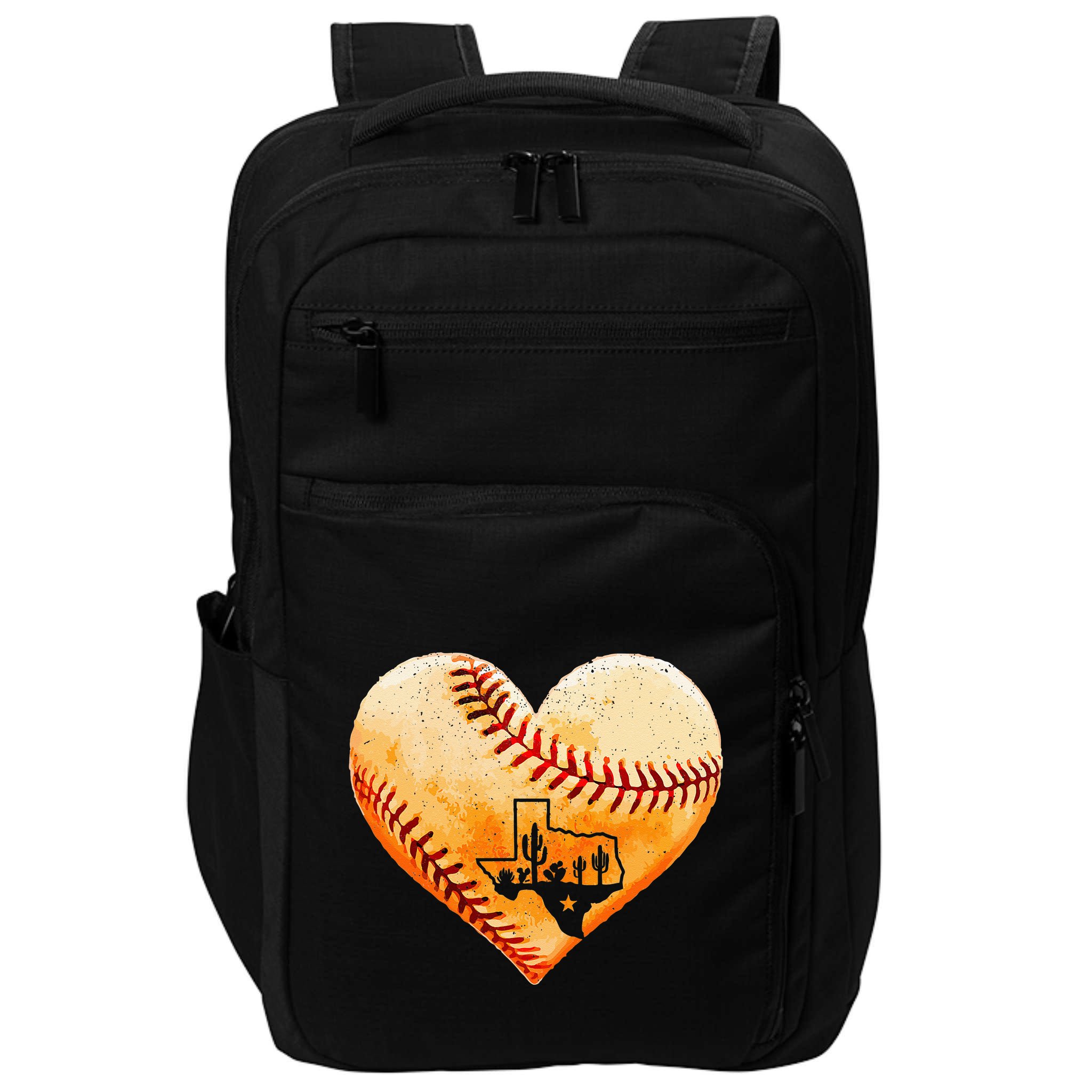 Retro Vintage Houston Texas Baseball Heart With Map  Impact Tech Backpack