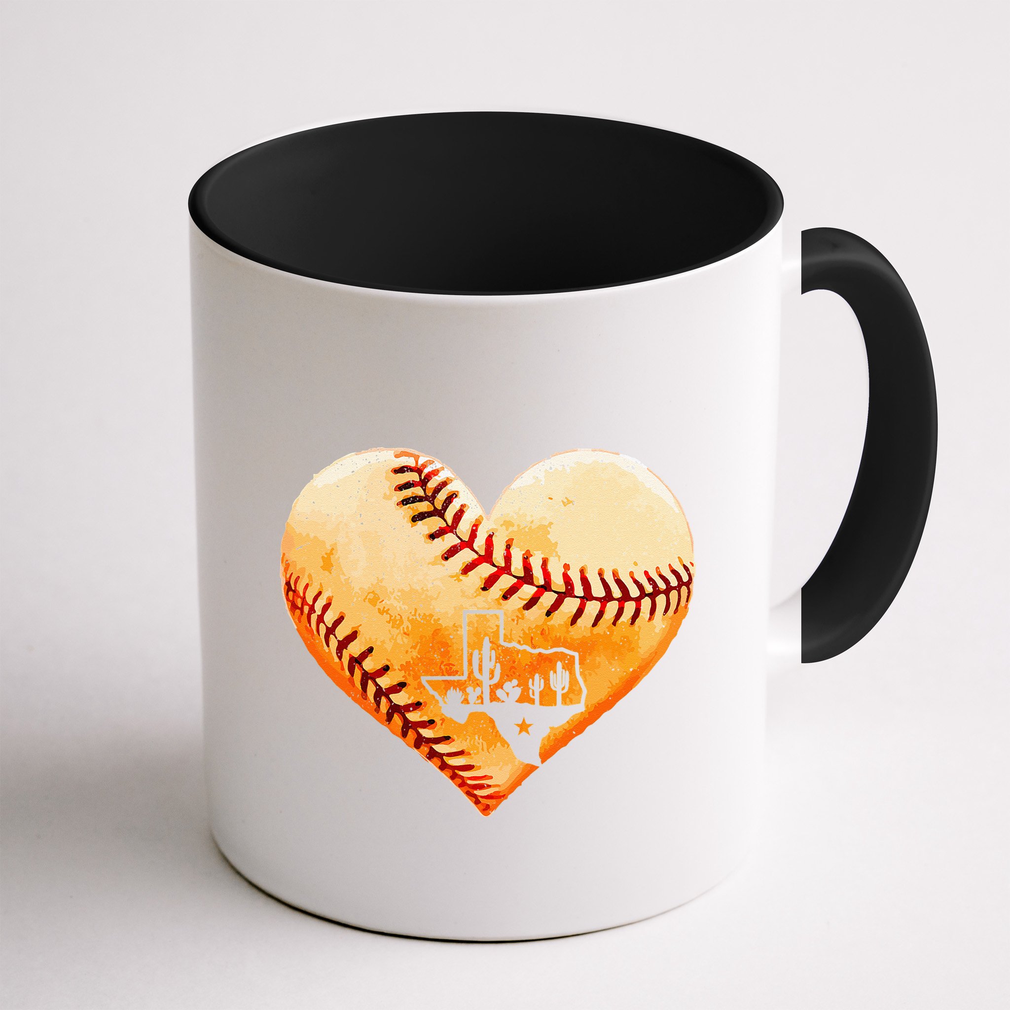 Retro Vintage Houston Texas Baseball Heart With Map  Mug