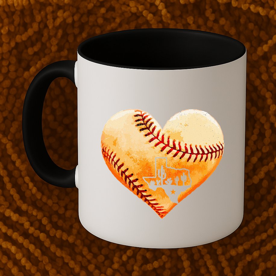 Retro Vintage Houston Texas Baseball Heart With Map  Mug