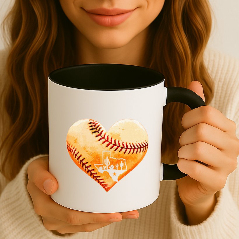 Retro Vintage Houston Texas Baseball Heart With Map  Mug