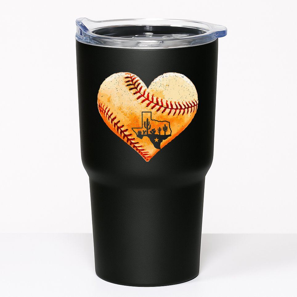 Retro Vintage Houston Texas Baseball Heart With Map  Tumbler