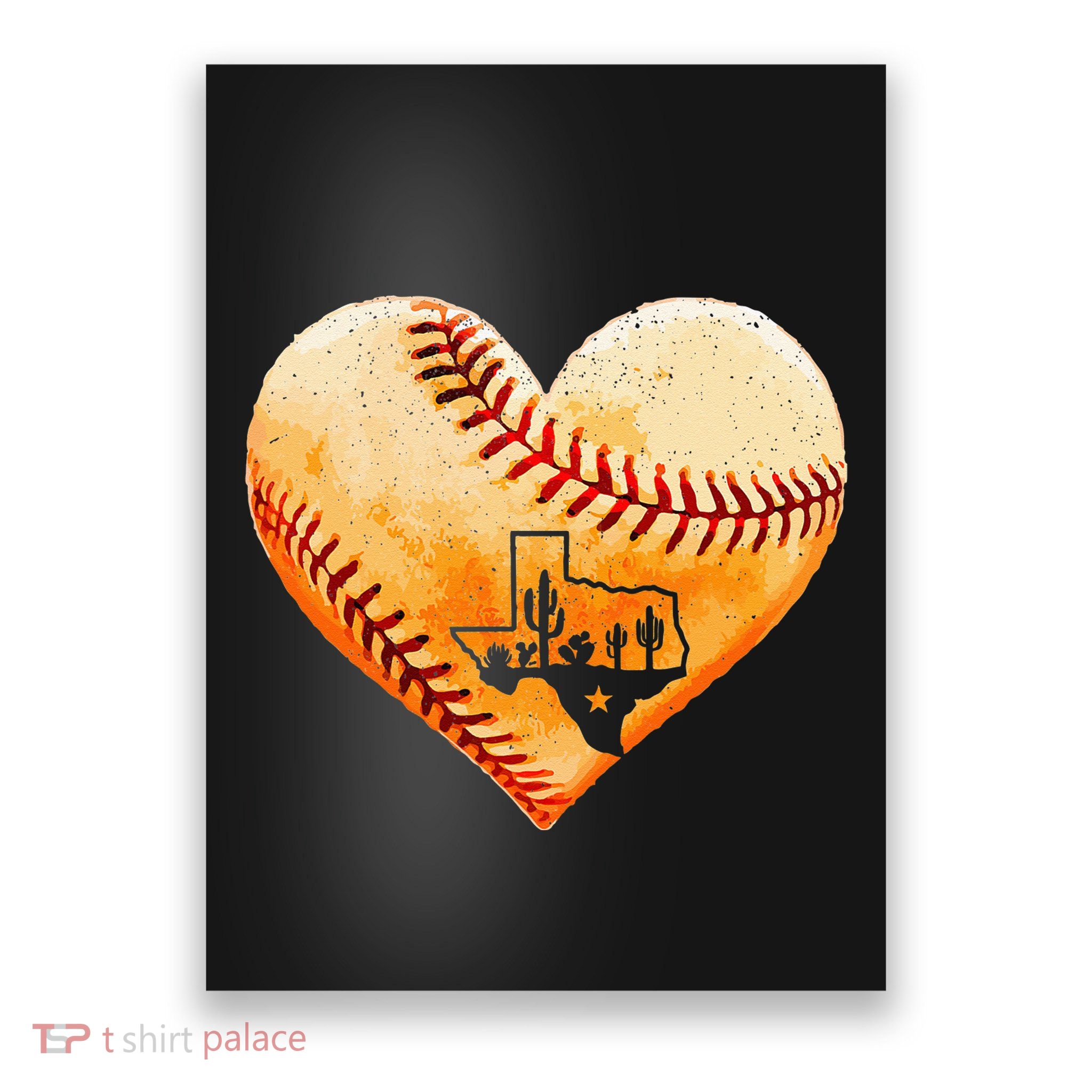 Retro Vintage Houston Texas Baseball Heart With Map  Poster