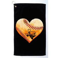 Retro Vintage Houston Texas Baseball Heart With Map  Golf Towel