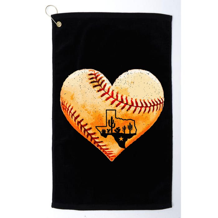 Retro Vintage Houston Texas Baseball Heart With Map  Golf Towel