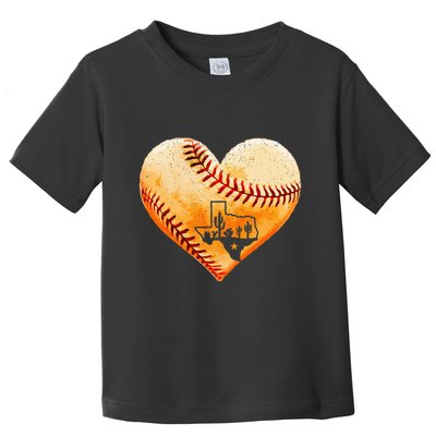 Retro Vintage Houston Texas Baseball Heart With Map  Toddler T-Shirt
