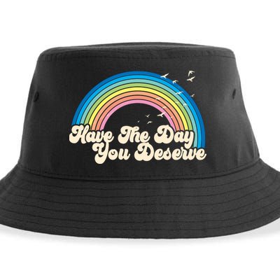 Retro Vintage Have The Day You Deserve Rainbow Sustainable Bucket Hat