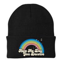 Retro Vintage Have The Day You Deserve Rainbow Beanie