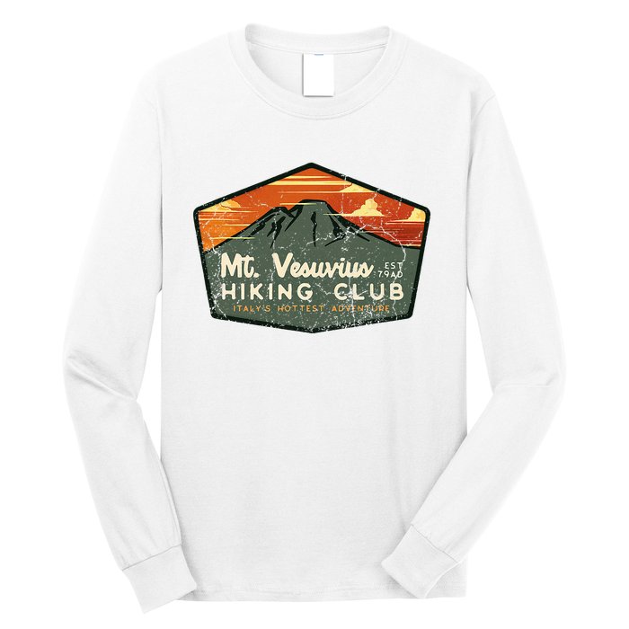 Retro Vesuvius Hiking Tourism For Italy Travel Vintage Long Sleeve Shirt