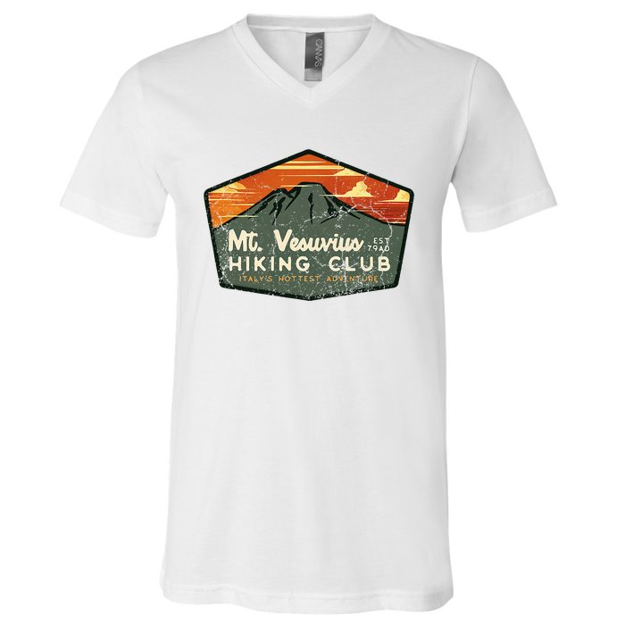 Retro Vesuvius Hiking Tourism For Italy Travel Vintage V-Neck T-Shirt