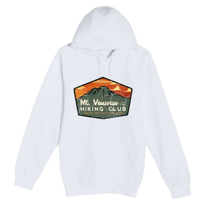 Retro Vesuvius Hiking Tourism For Italy Travel Vintage Premium Pullover Hoodie