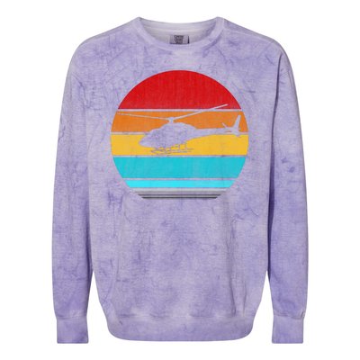 Retro Vintage Helicopter Colorblast Crewneck Sweatshirt