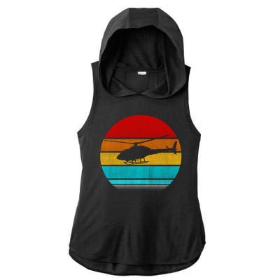 Retro Vintage Helicopter Ladies PosiCharge Tri-Blend Wicking Draft Hoodie Tank