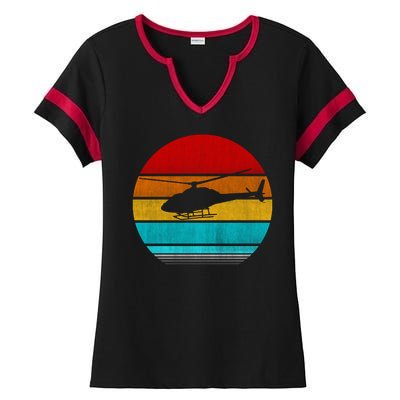 Retro Vintage Helicopter Ladies Halftime Notch Neck Tee