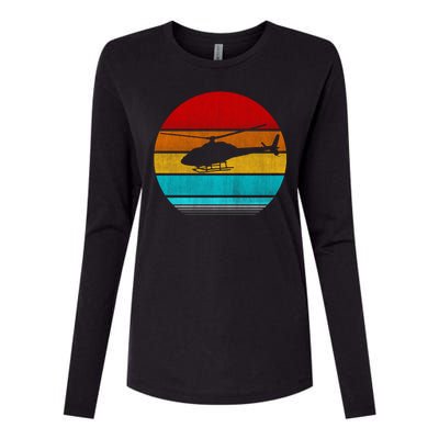 Retro Vintage Helicopter Womens Cotton Relaxed Long Sleeve T-Shirt