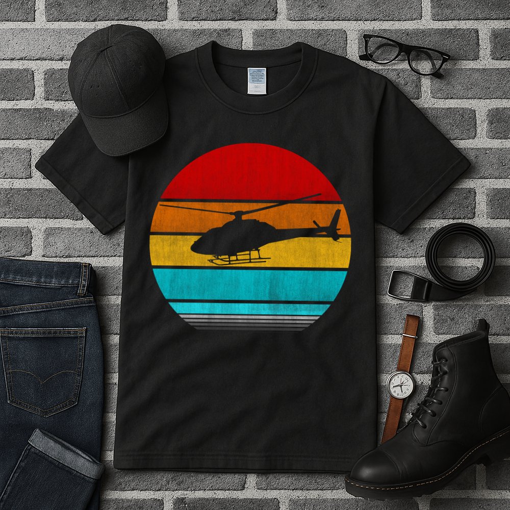 Retro Vintage Helicopter Tall T-Shirt