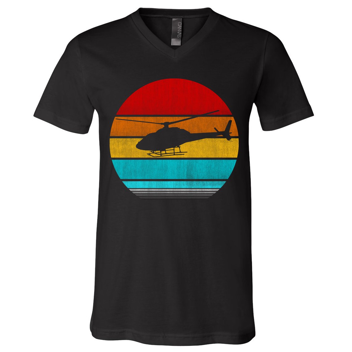 Retro Vintage Helicopter V-Neck T-Shirt