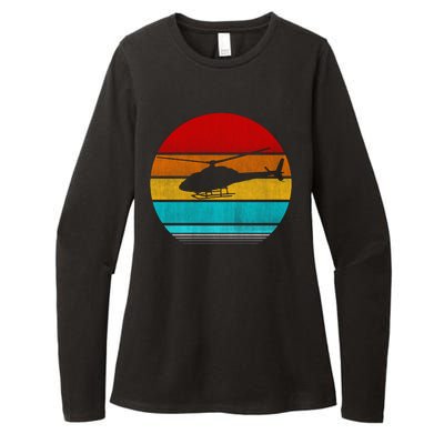 Retro Vintage Helicopter Womens CVC Long Sleeve Shirt