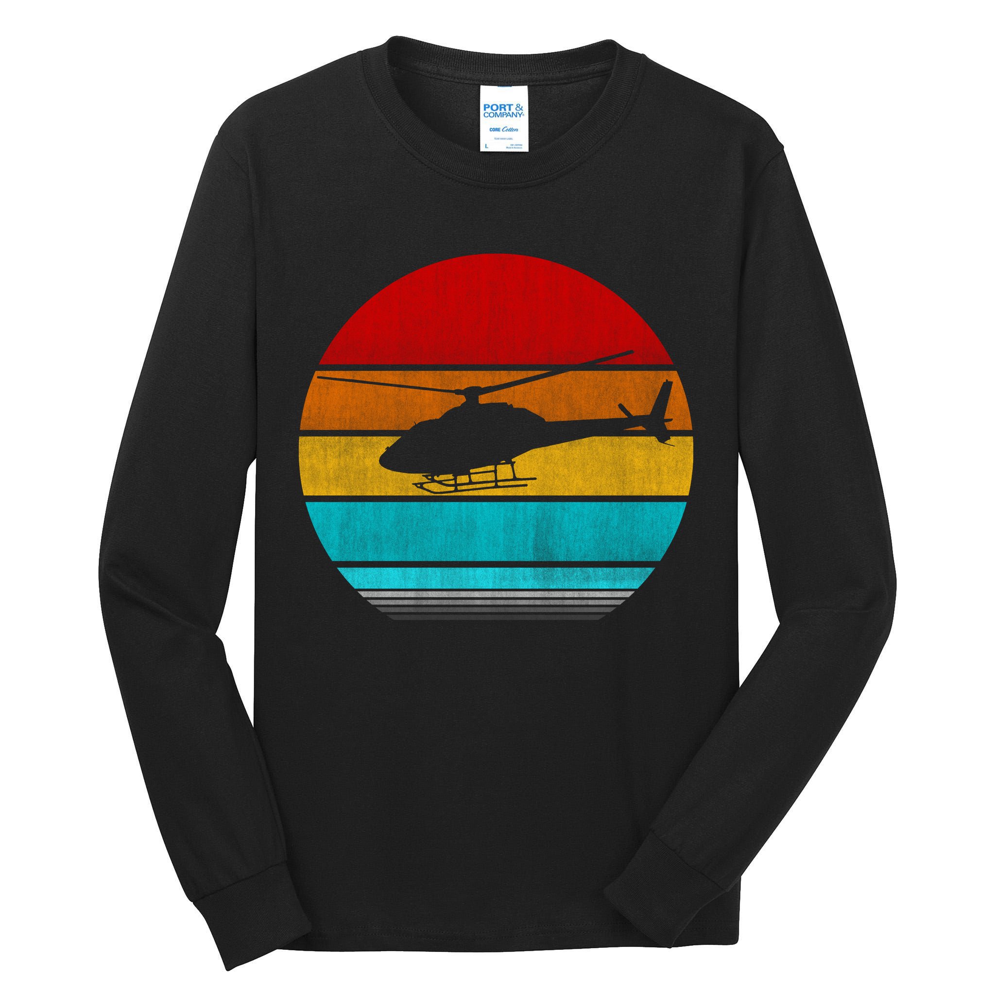 Retro Vintage Helicopter Tall Long Sleeve T-Shirt