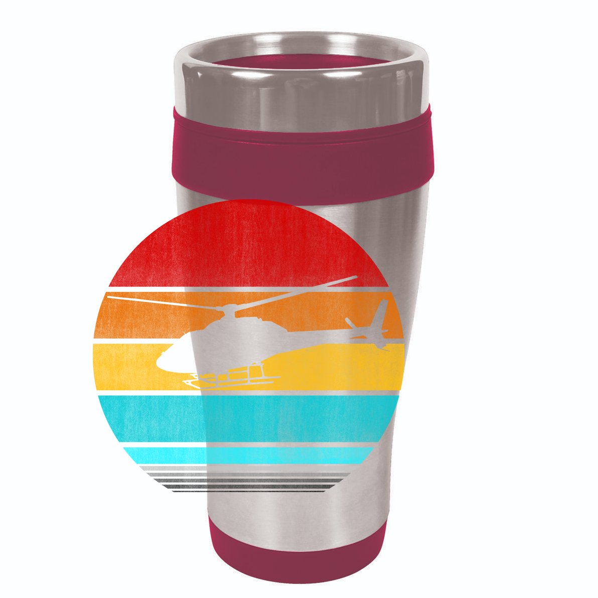Retro Vintage Helicopter 12oz Stainless Steel Coffee Mug