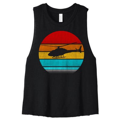 Retro Vintage Helicopter Women's Racerback Cropped Tank