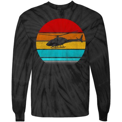 Retro Vintage Helicopter Tie-Dye Long Sleeve Shirt