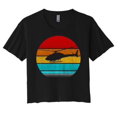 Retro Vintage Helicopter Women's Crop Top Tee