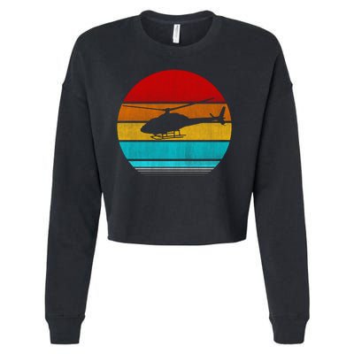 Retro Vintage Helicopter Cropped Pullover Crew