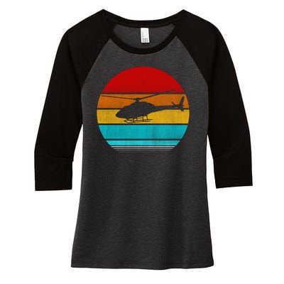 Retro Vintage Helicopter Women's Tri-Blend 3/4-Sleeve Raglan Shirt