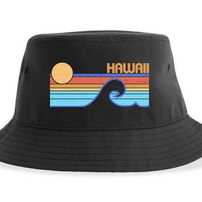 Retro Vintage Hawaii Sunset Wave Sustainable Bucket Hat