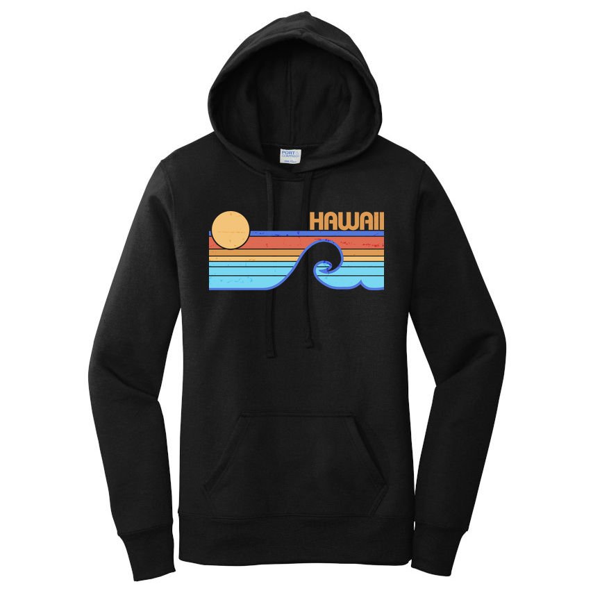 Retro Vintage Hawaii Sunset Wave Women's Pullover Hoodie