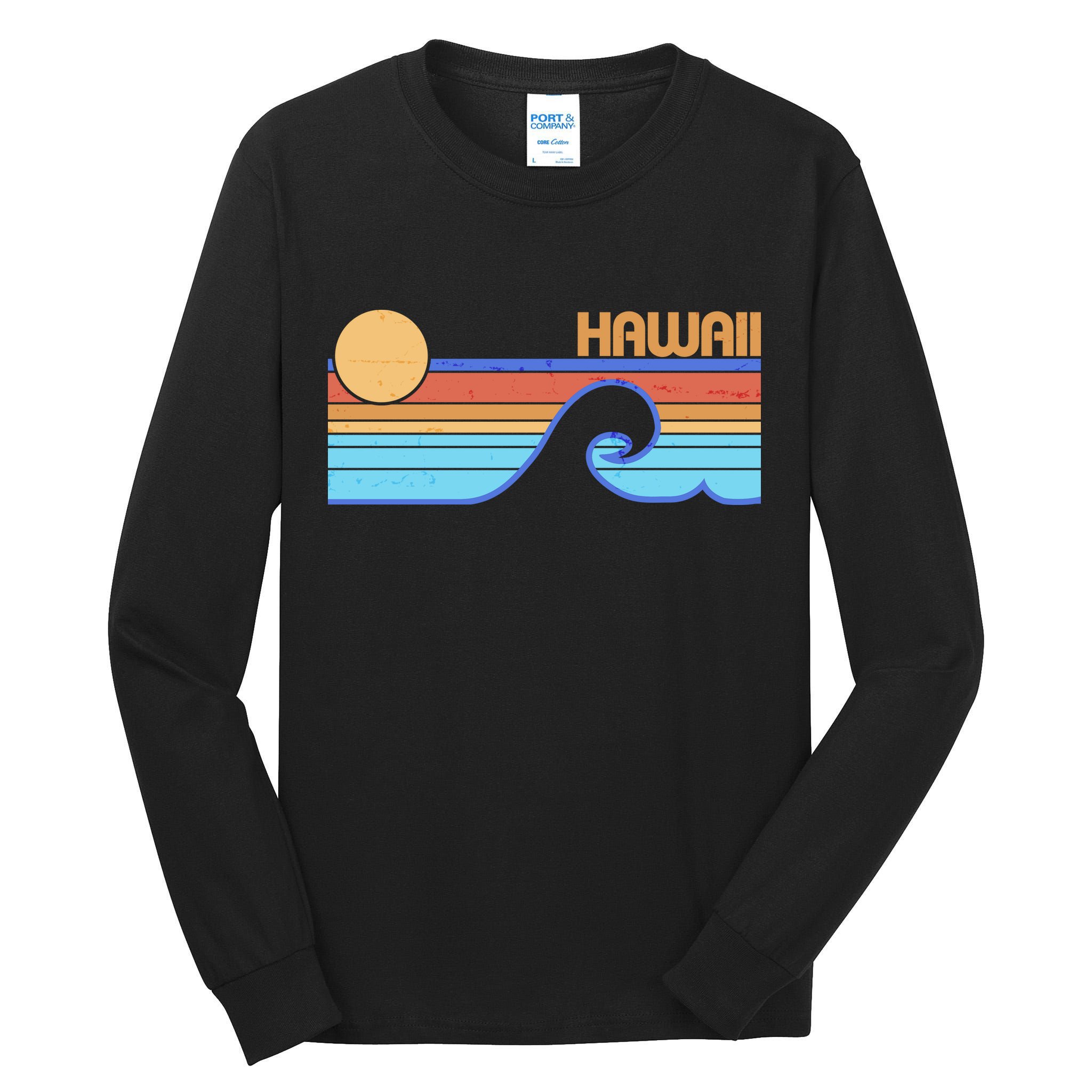 Retro Vintage Hawaii Sunset Wave Tall Long Sleeve T-Shirt