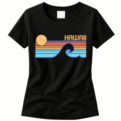 Retro Vintage Hawaii Sunset Wave Womens T-Shirt