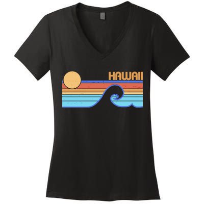 Retro Vintage Hawaii Sunset Wave Women's V-Neck T-Shirt
