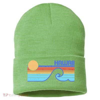 Retro Vintage Hawaii Sunset Wave Sustainable Knit Beanie