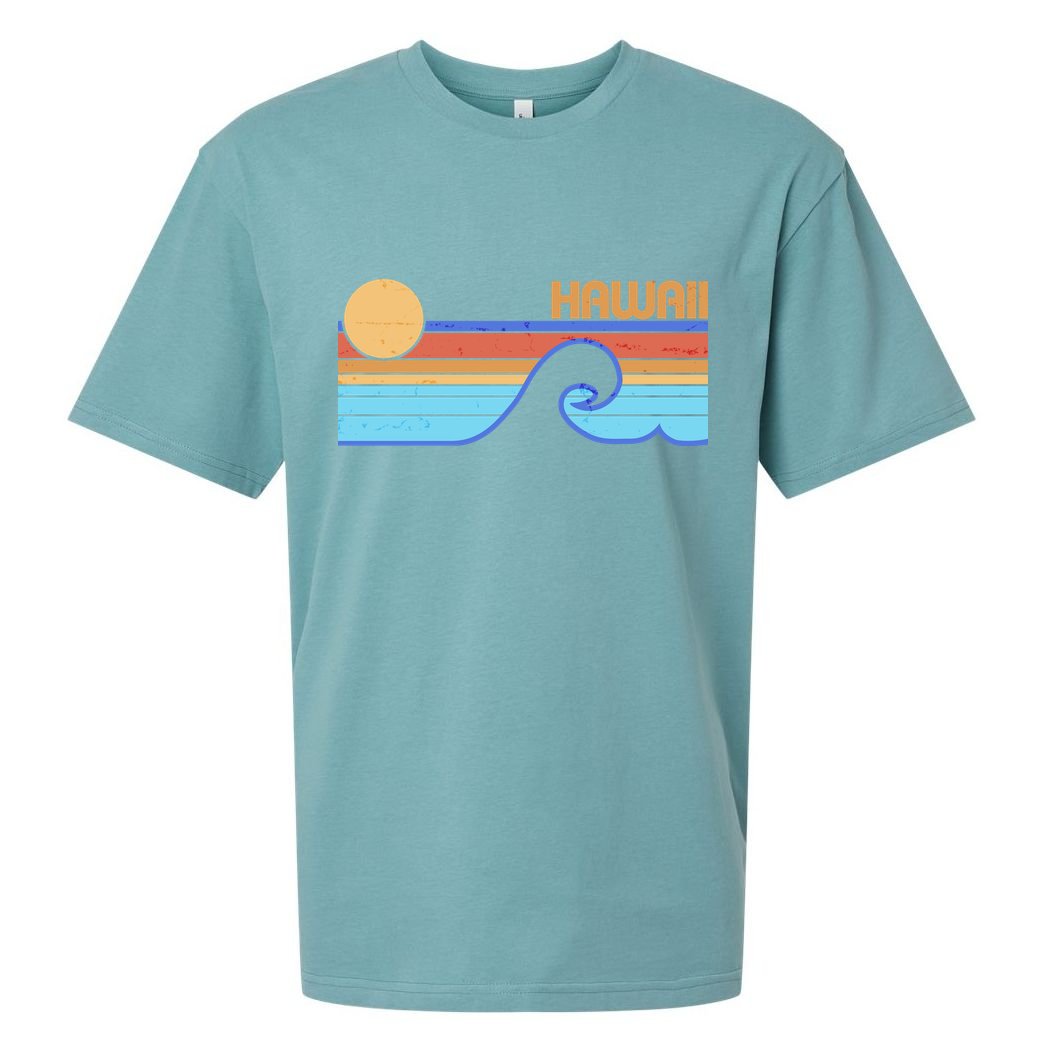 Retro Vintage Hawaii Sunset Wave Sueded Cloud Jersey T-Shirt
