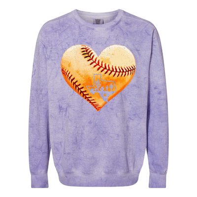 Retro Vintage Houston Texas Baseball Heart With Map Colorblast Crewneck Sweatshirt