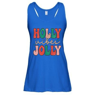 Retro Vintage Holly Vibes Jolly Merry Christmas Holiday Gift Ladies Essential Flowy Tank