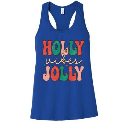 Retro Vintage Holly Vibes Jolly Merry Christmas Holiday Gift Women's Racerback Tank