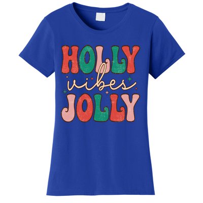 Retro Vintage Holly Vibes Jolly Merry Christmas Holiday Gift Women's T-Shirt