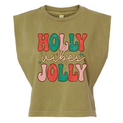 Retro Vintage Holly Vibes Jolly Merry Christmas Holiday Gift Garment-Dyed Women's Muscle Tee