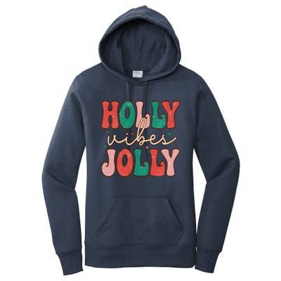 Retro Vintage Holly Vibes Jolly Merry Christmas Holiday Gift Women's Pullover Hoodie