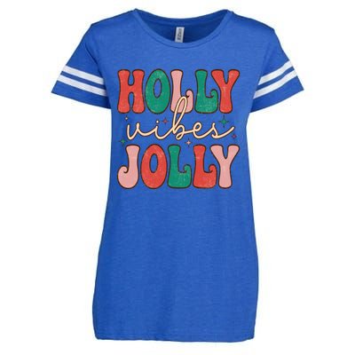 Retro Vintage Holly Vibes Jolly Merry Christmas Holiday Gift Enza Ladies Jersey Football T-Shirt