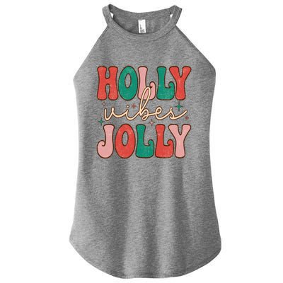 Retro Vintage Holly Vibes Jolly Merry Christmas Holiday Gift Women's Perfect Tri Rocker Tank