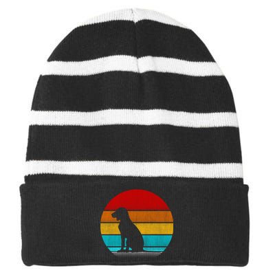 Retro Vintage Hungarian Vizsla Striped Beanie with Solid Band