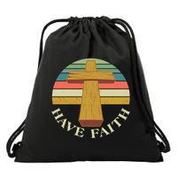 Retro Vintage Have Faith Drawstring Bag
