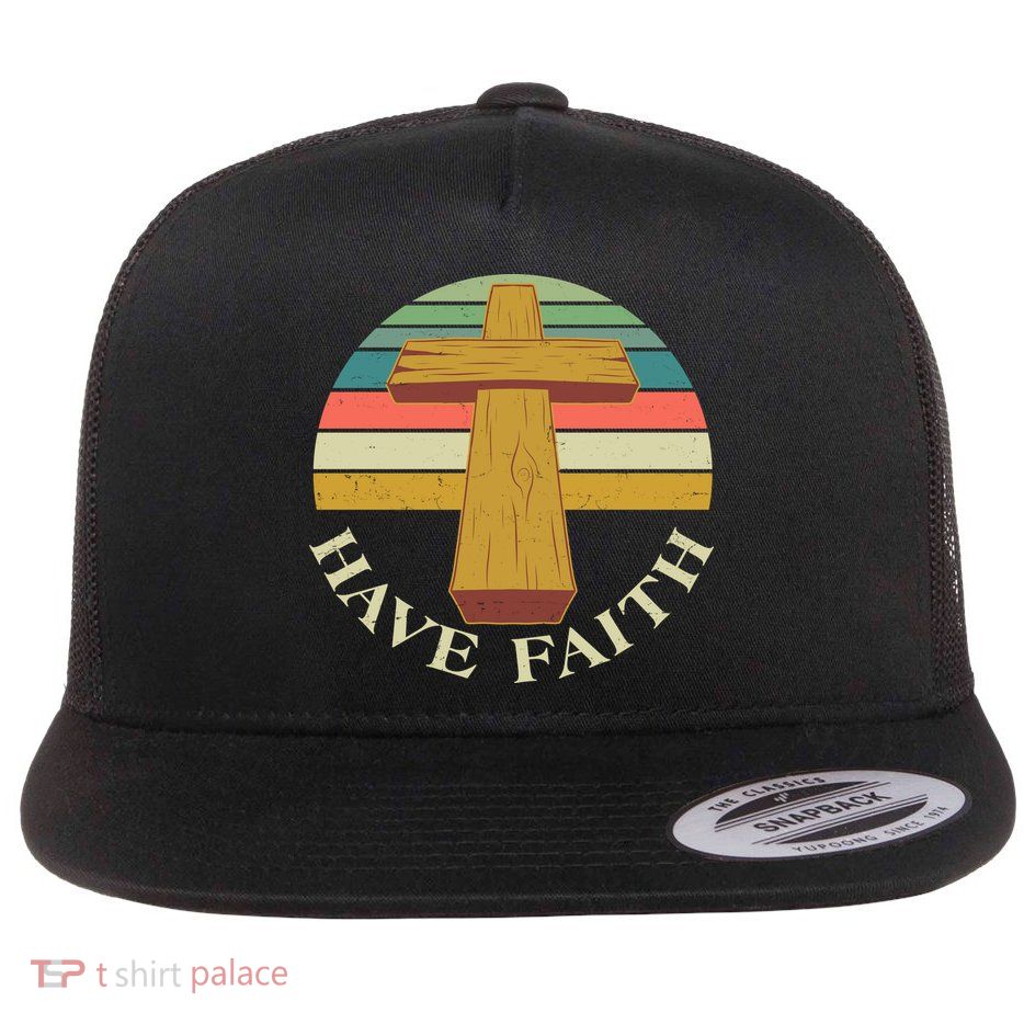 Retro Vintage Have Faith Flatbill Hat