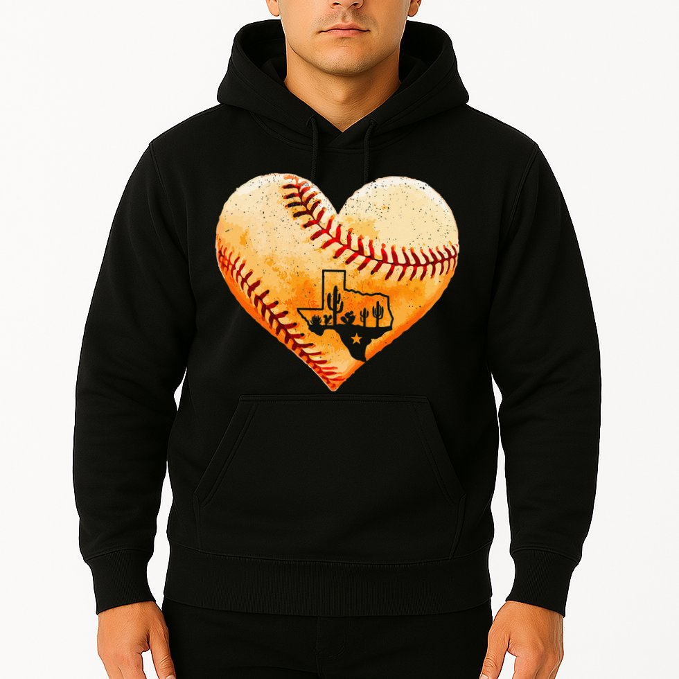 Retro Vintage Houston Texas Baseball Heart With Map Hoodie