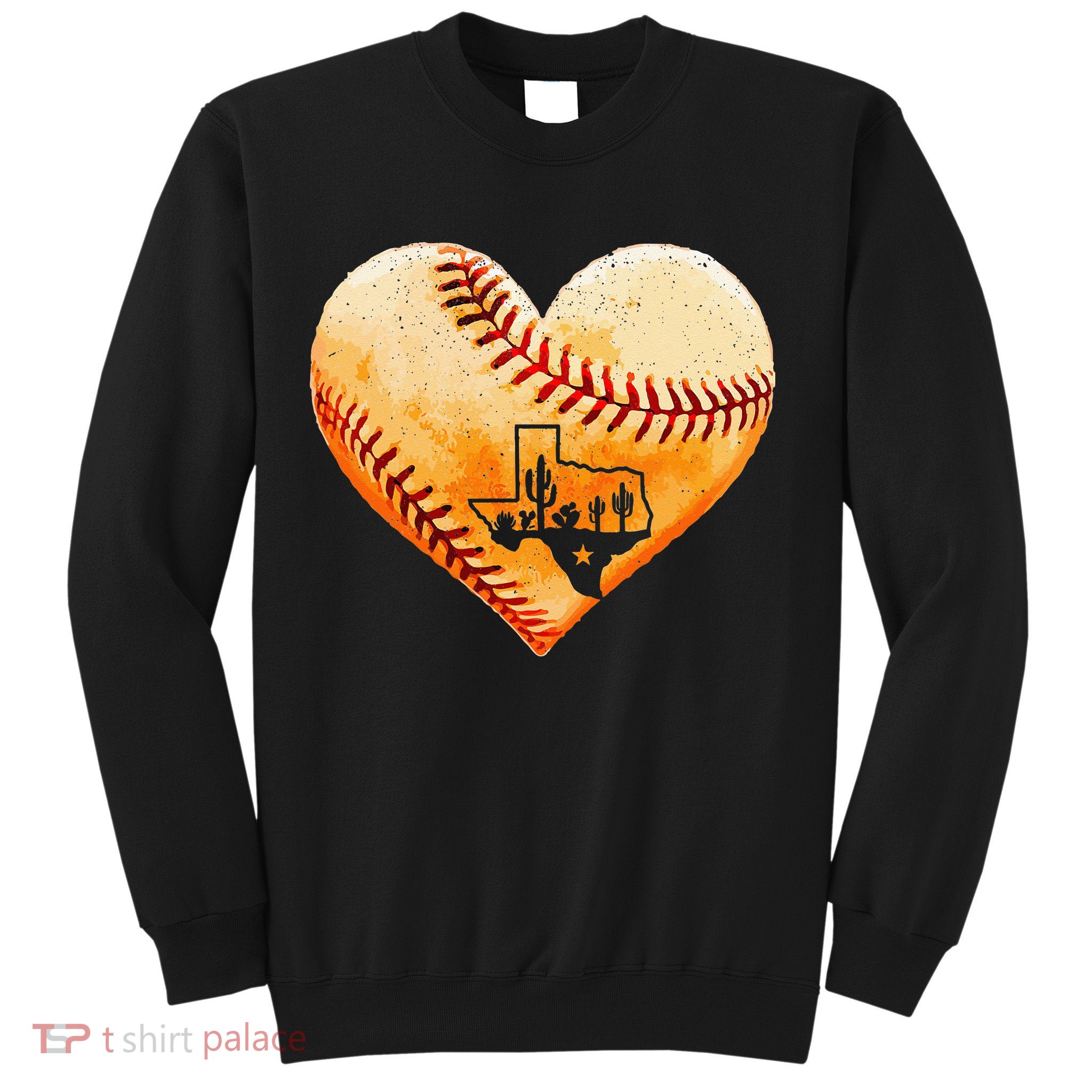 Retro Vintage Houston Texas Baseball Heart With Map Sweatshirt
