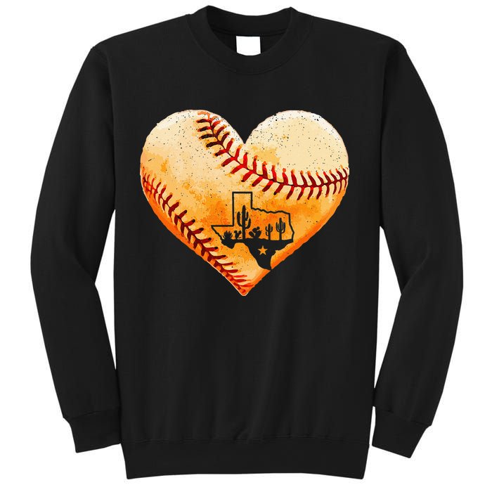 Retro Vintage Houston Texas Baseball Heart With Map Sweatshirt